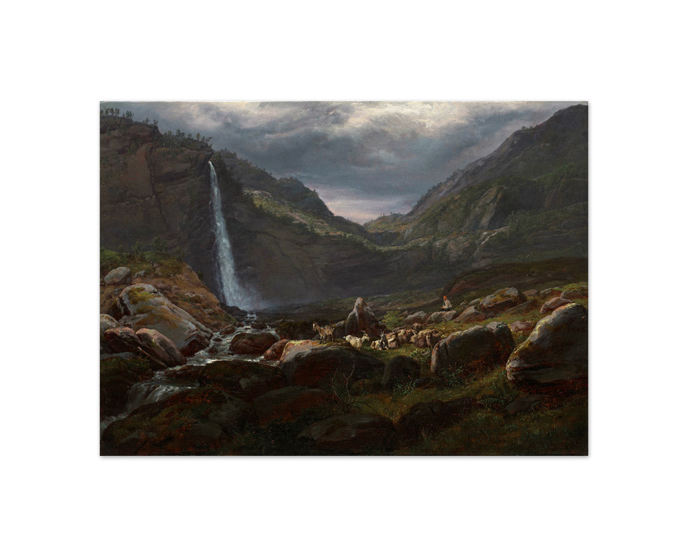 Feige Waterfall (Feigefossen), Lysterfjord, Norway by Johan Christian Clausen Dahl - Compact / Full Bleed / No Frame