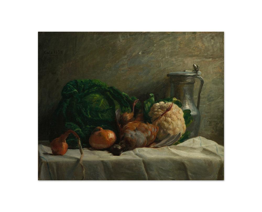 Still Life with Vegetables, Partridge, and a Jug by Adolphe-Félix Cals - Compact / Full Bleed / No Frame