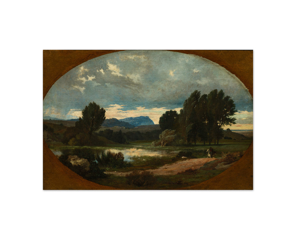 Landscape with Rider on White Horse by Jean Achille Benouville - Compact / Full Bleed / No Frame