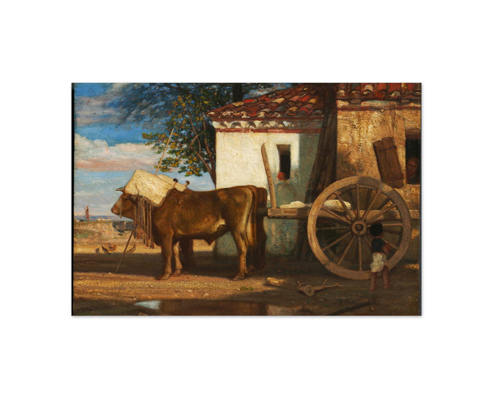 Oxen before a Farmhouse at Le Verrier by Alexandre-Gabriel Decamps - Compact / Full Bleed / No Frame