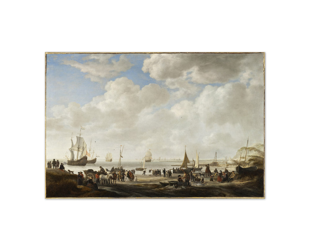 View of a Beach by Simon de Vlieger - Compact / Full Bleed / No Frame