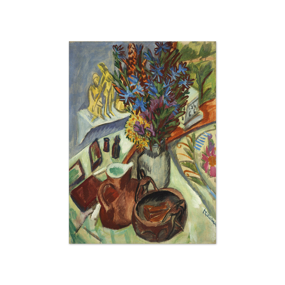 Still Life with Jug and African Bowl by Ernst Ludwig Kirchner - Compact / Full Bleed / No Frame