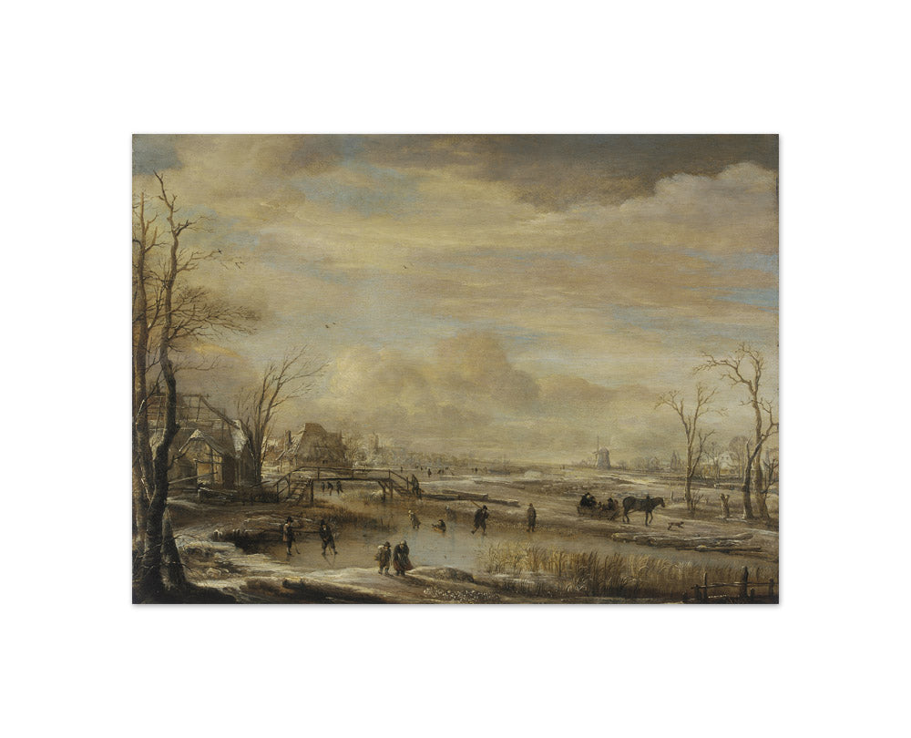 Frozen River with a Footbridge by Aert van der Neer - Compact / Full Bleed / No Frame
