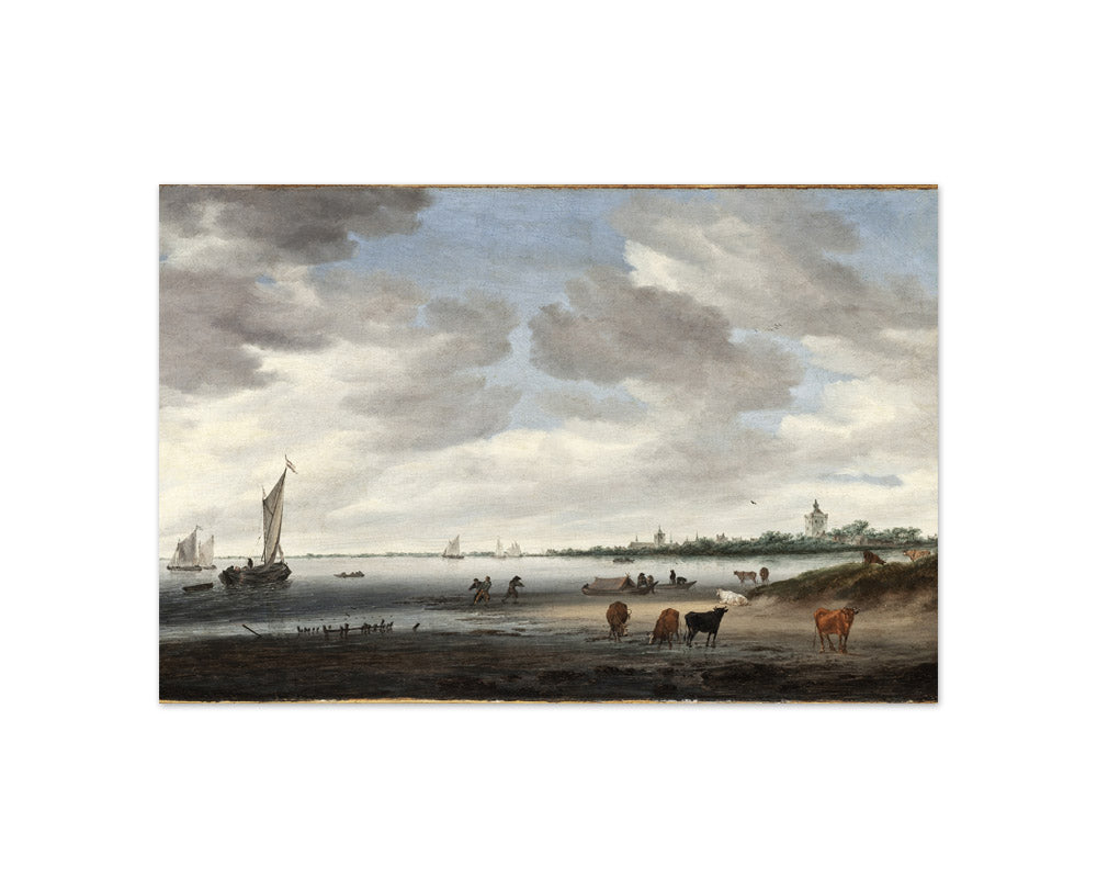 View of the River Lek and the Town of Vianen by Salomon Jacobsz van Ruysdael - Compact / Full Bleed / No Frame