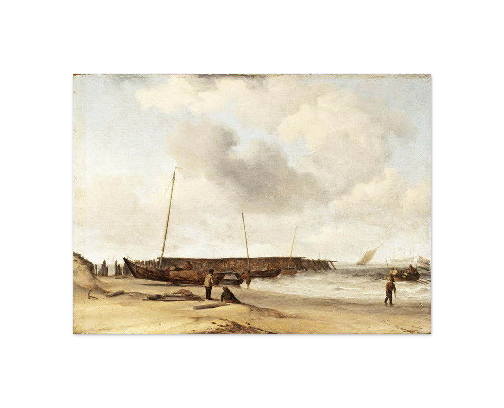 Beach with a Weyschuit Pulled up on Shore by Willem van de Velde II - Compact / Full Bleed / No Frame