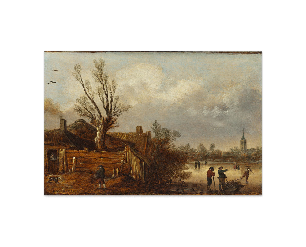 Cottages and Frozen River by Esaias van de Velde I - Compact / Full Bleed / No Frame
