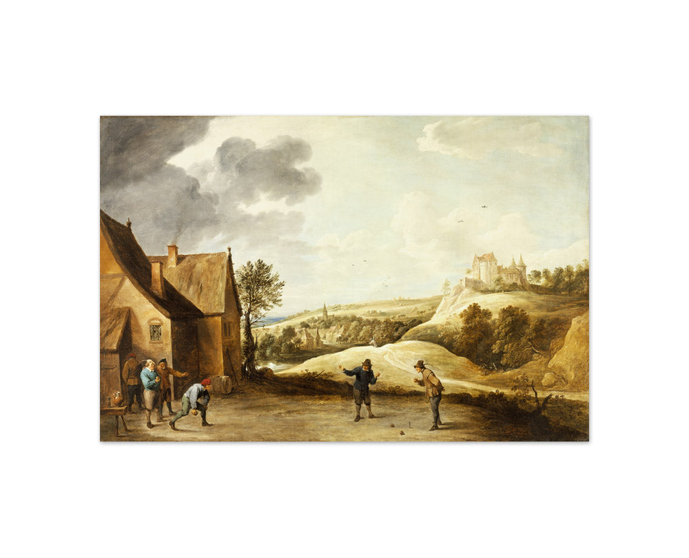 Landscape with Peasants Playing Bowls Outside an Inn by David Teniers the Younger - Compact / Full Bleed / No Frame