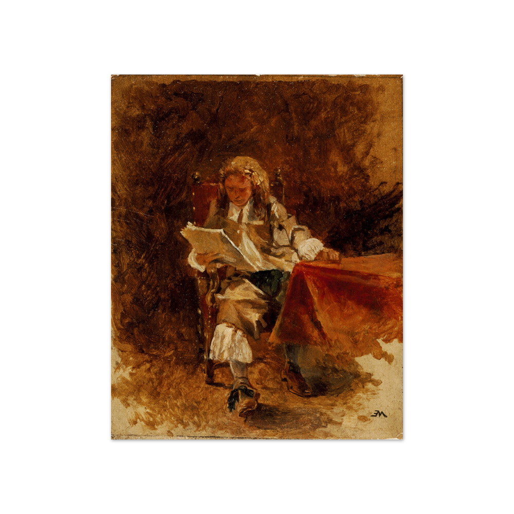 Study of a Seated Cavalier Reading by Jean-Louis Ernest Meissonier - Compact / Full Bleed / No Frame