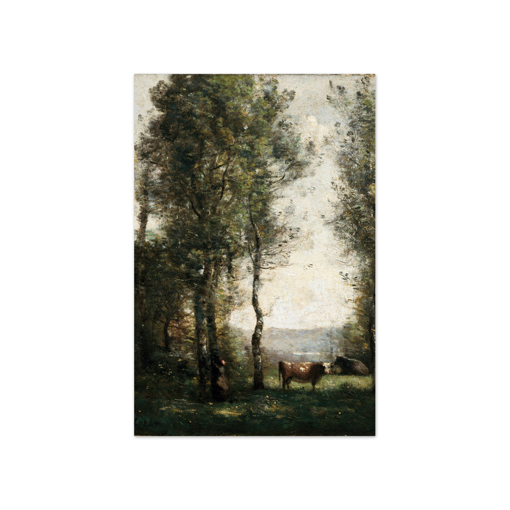 Wooded Landscape with Cows in a Clearing by Jean-Baptiste-Camille Corot - Compact / Full Bleed / No Frame