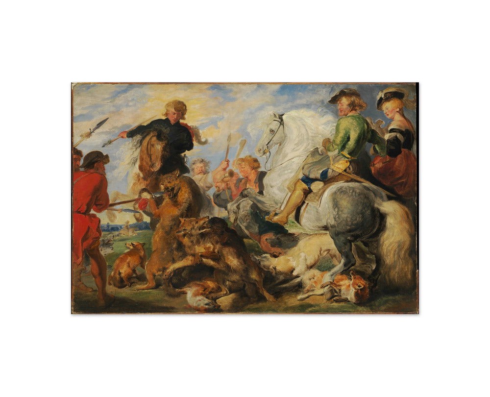 Copy after Rubens's "Wolf and Fox Hunt" by Sir Edwin Henry Landseer - Compact / Full Bleed / No Frame