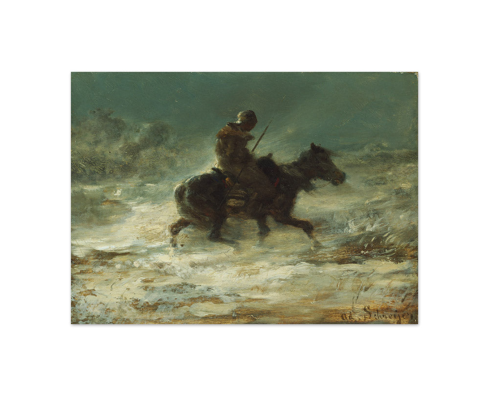 Man with Lance Riding through the Snow by Adolphe Schreyer - Compact / Full Bleed / No Frame