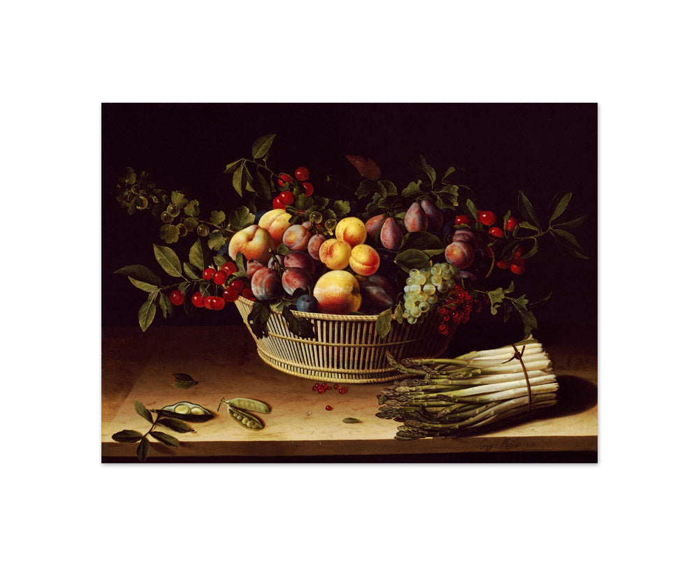 Still Life with a Basket of Fruit and a Bunch of Asparagus by Louise Moillon - Compact / Full Bleed / No Frame