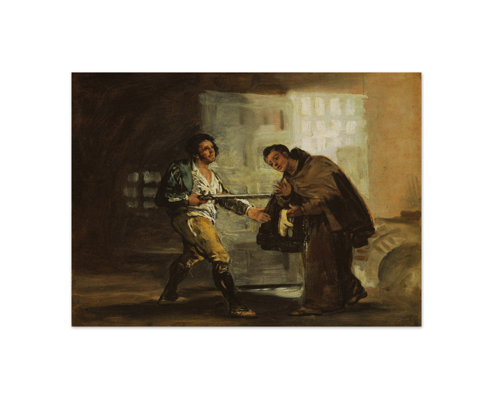 Friar Pedro Offers Shoes to El Maragato and Prepares to Push Aside His Gun by Francisco José de Goya y Lucientes - Compact / Full Bleed / No Frame