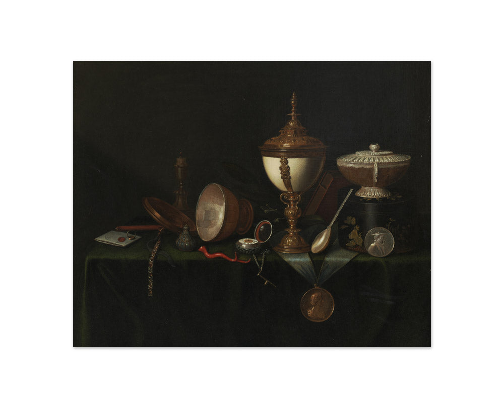 Still Life with Ostrich Egg Cup and the Whitfield Heirlooms by Pieter Gerritsz van Roestraeten - Compact / Full Bleed / No Frame