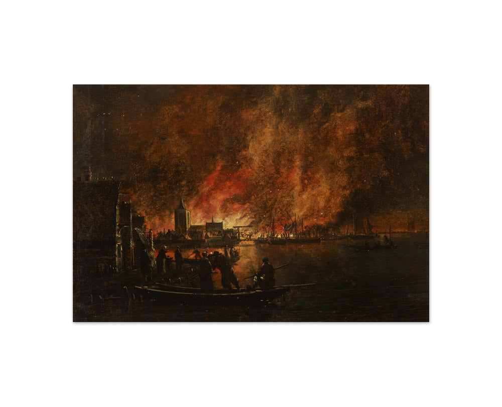 Nightly Fire over Dutch City by Egbert van der Poel - Compact / Full Bleed / No Frame