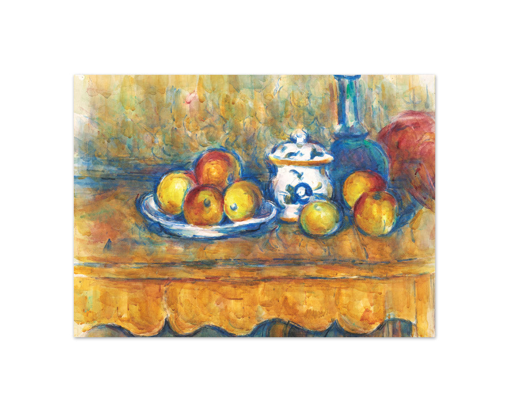 Still life with blue bottle, sugar bowl and apples. by Paul Cézanne - Compact / Full Bleed / No Frame