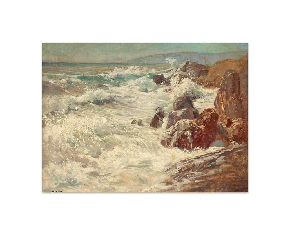 Surf on the coast of Nervi by Alfred Zoff - Compact / Full Bleed / No Frame