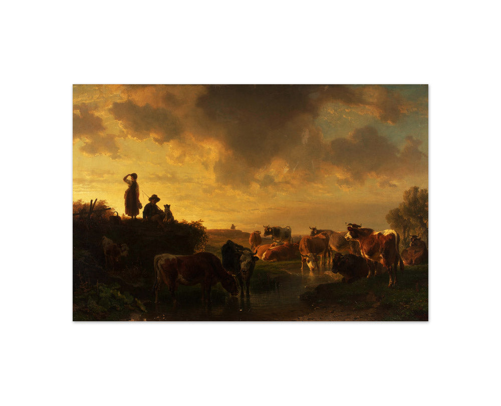 Evening on the pasture by Johann Friedrich Voltz - Compact / Full Bleed / No Frame