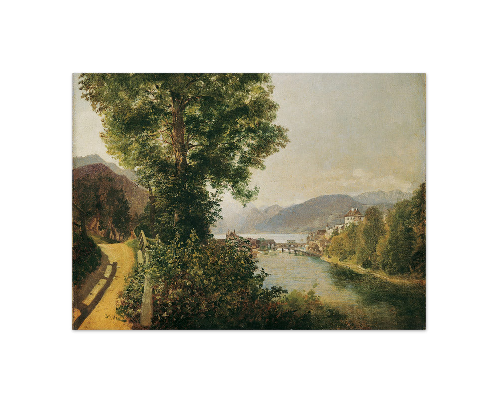 View from the Traun river near Gmunden on Lake Traun. by Unbekannter Künstler - Compact / Full Bleed / No Frame
