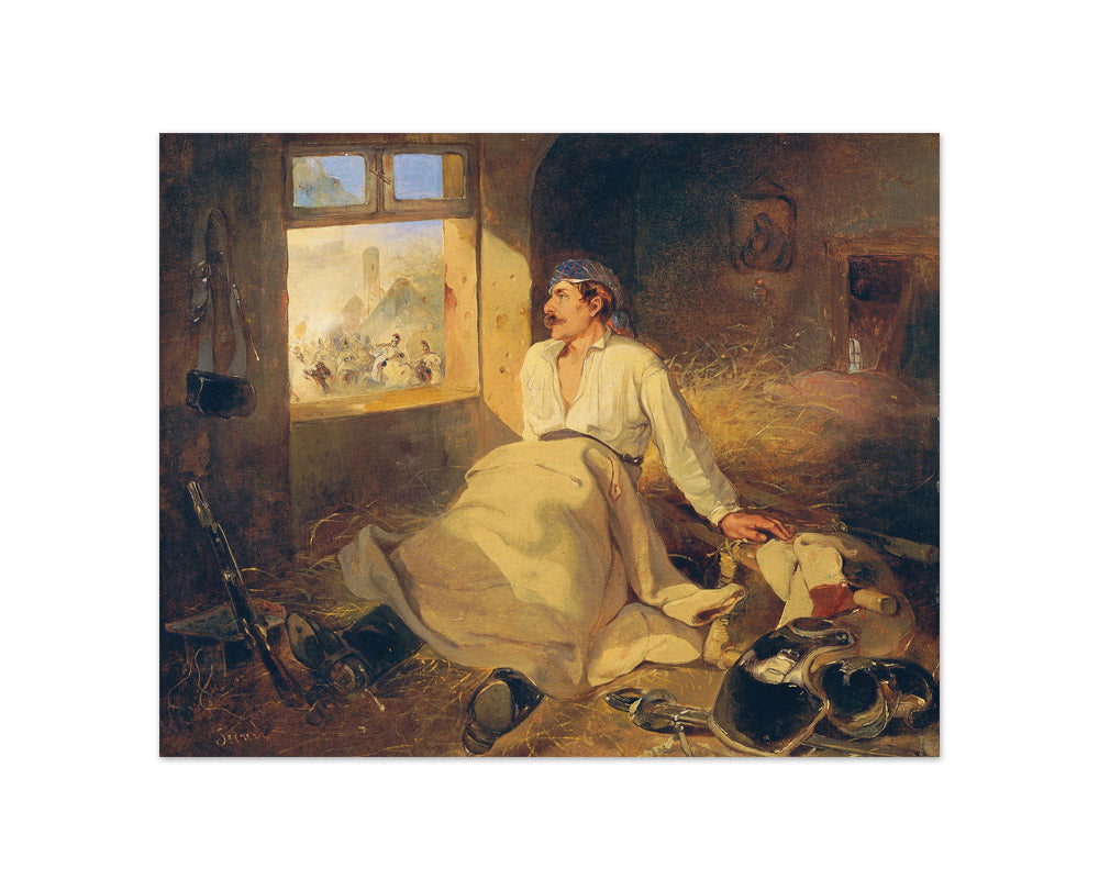 Wounded Cuirassier in a Hayloft by Johann Friedrich Treml - Compact / Full Bleed / No Frame