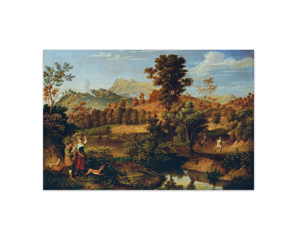 Italian Landscape with Ploughing Farmer (The Serpentara near Olevano, Landscape near Paliano) by Josef Anton Koch - Compact / Full Bleed / No Frame