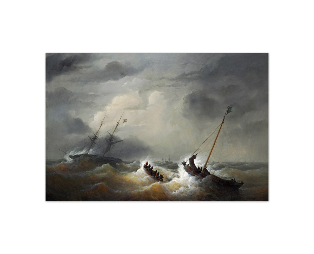 The Rescue of the Crew of the Austrian Brig "Pegno D'Amicizia" on October 25, 1852 by Christian Cornelis Kannemans - Compact / Full Bleed / No Frame