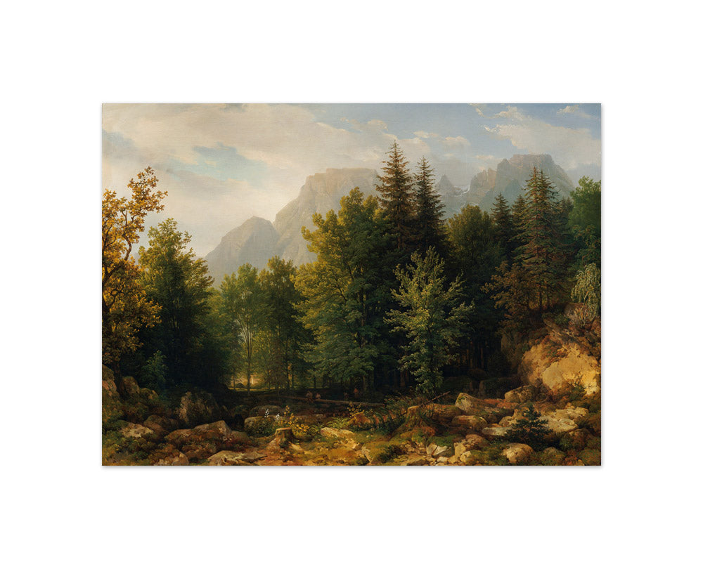 Forest landscape in the high mountains by Thomas Ender - Compact / Full Bleed / No Frame