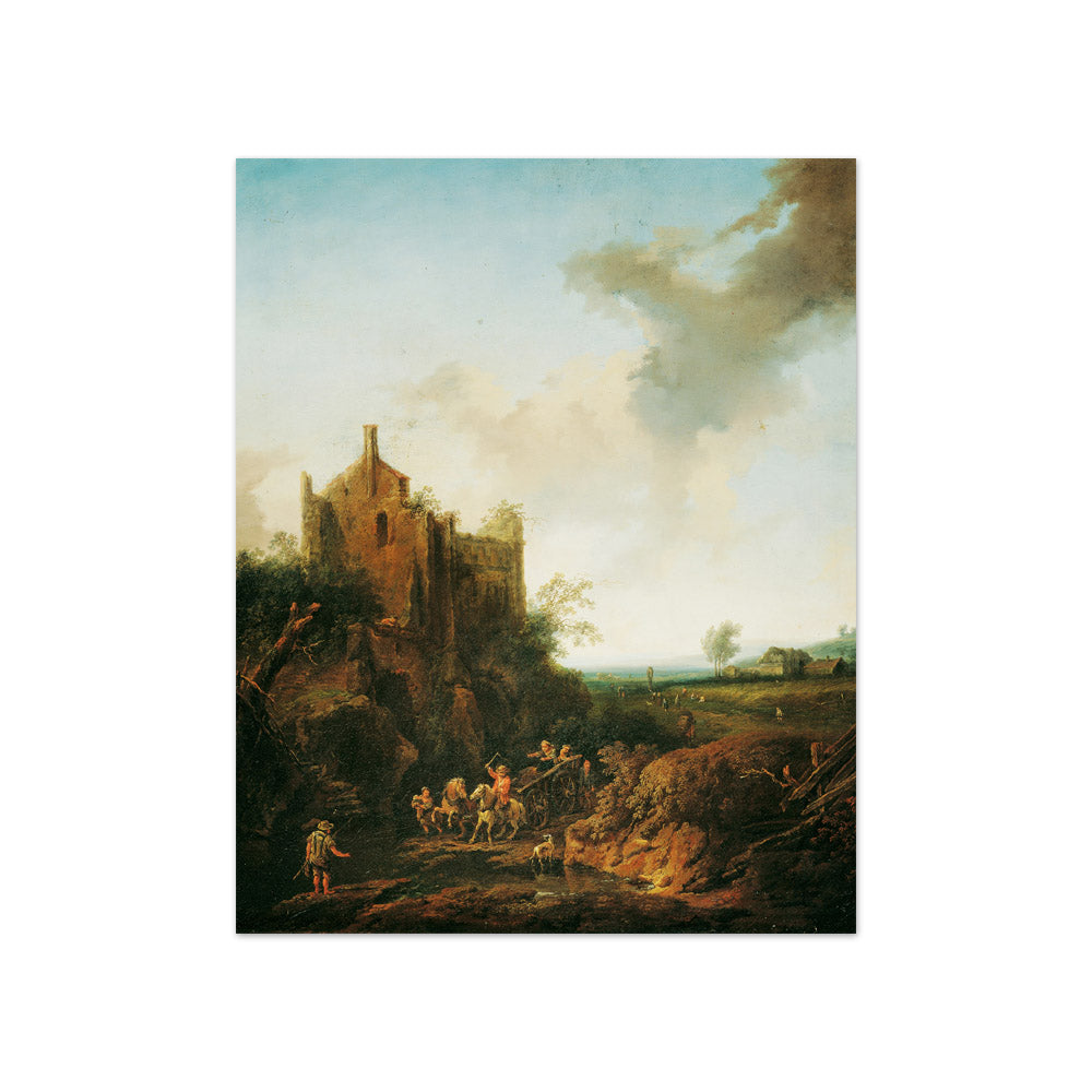 Landscape with Castle Ruins and Horse Carriage by Christian Hilfgott Brand - Compact / Full Bleed / No Frame