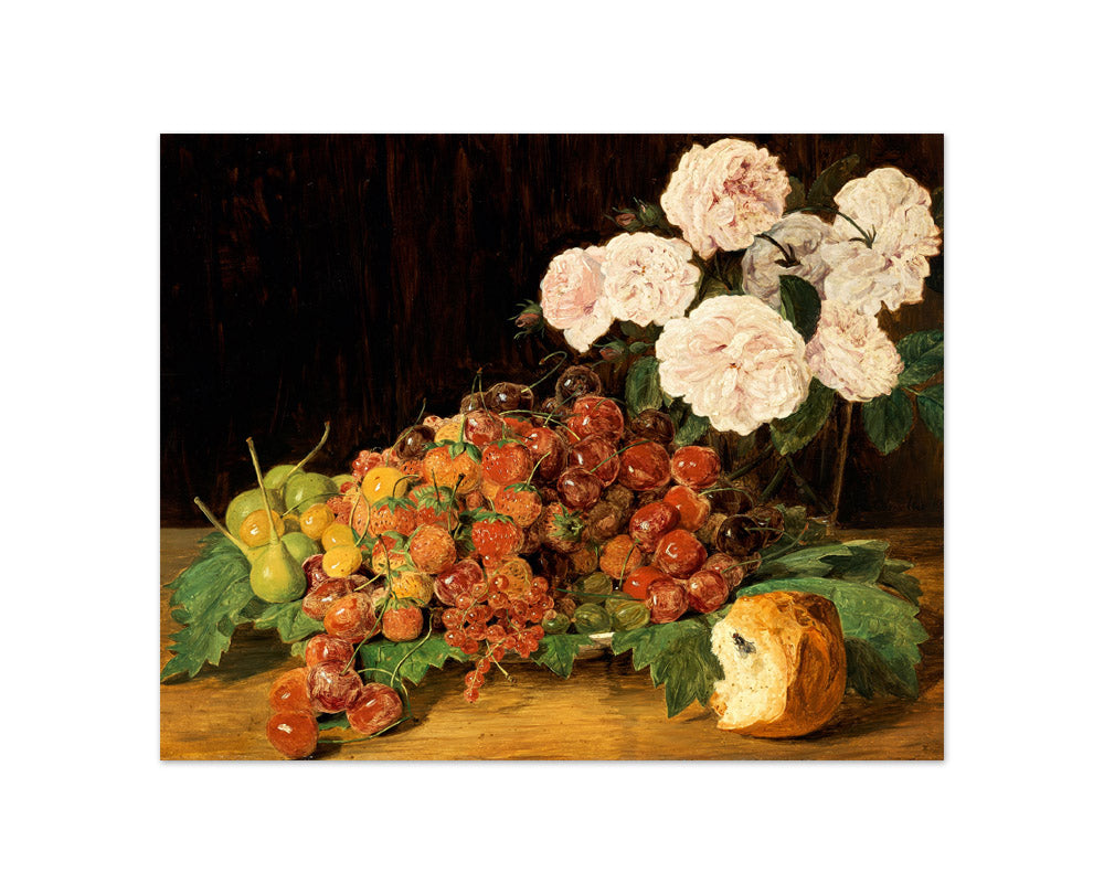 Still life with roses, strawberries and bread by Ferdinand Georg Waldmüller - Compact / Full Bleed / No Frame