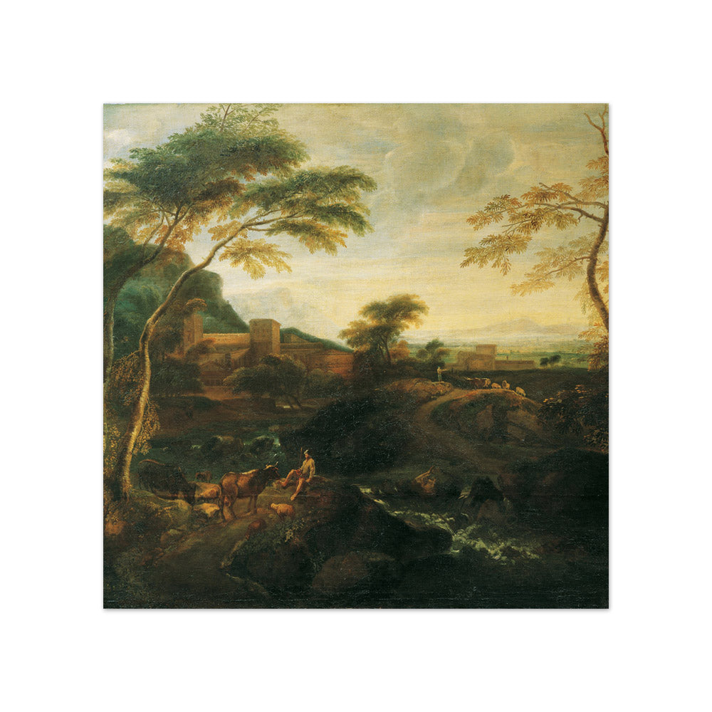 Landscape with Grazing Cows by Josef Faistenberger - Compact / Full Bleed / No Frame