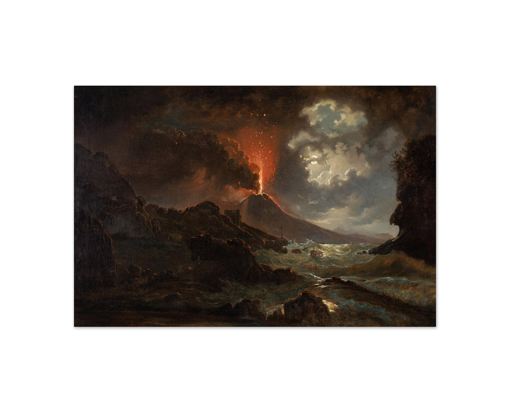 Vesuvius eruption at night with a view of the Scuola di Virgilio by Joseph Rebell - Compact / Full Bleed / No Frame