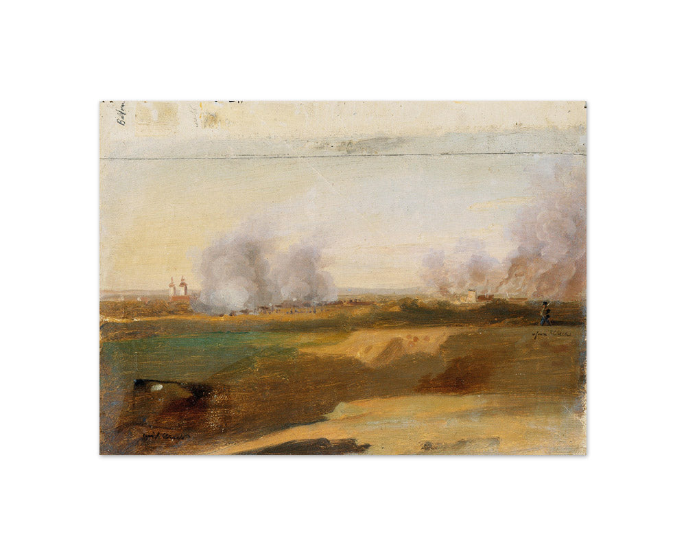 Landscape study with burning villages in the background by Peter Krafft - Compact / Full Bleed / No Frame