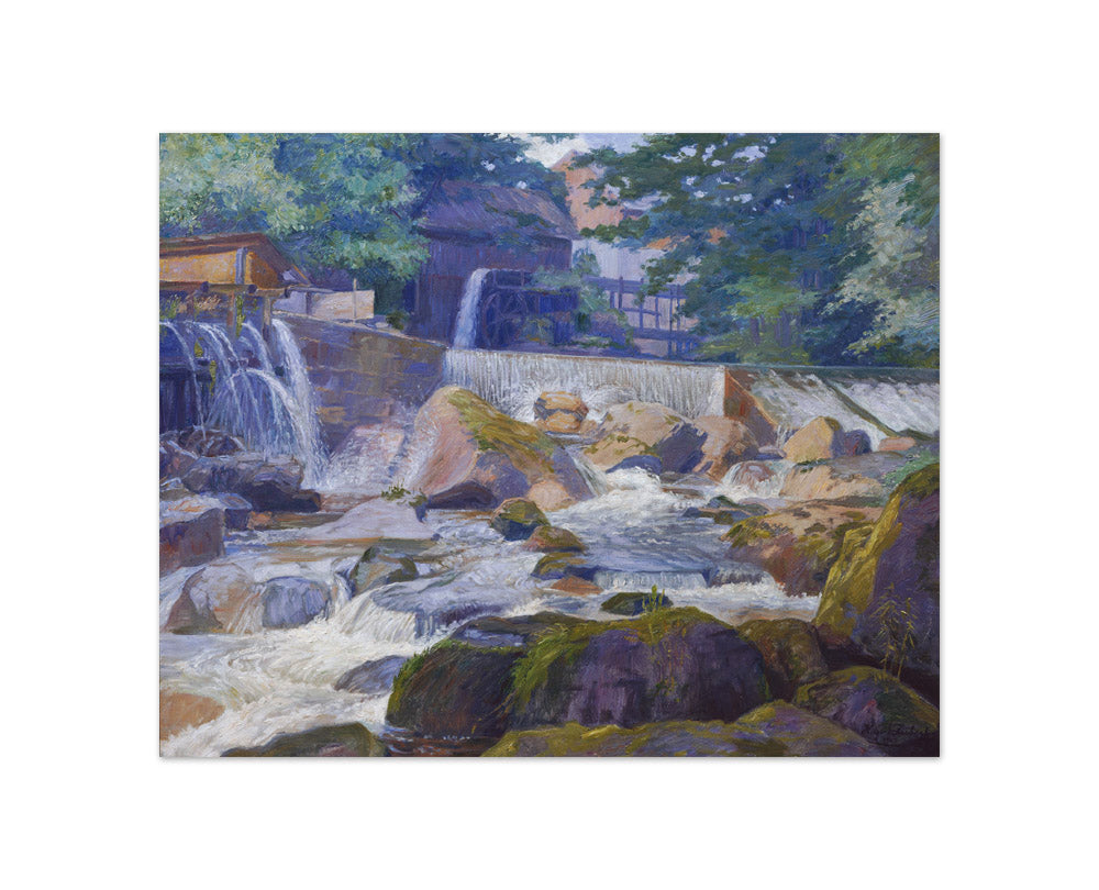River weir with mill, Klam near Grein by Hugo Schubert - Compact / Full Bleed / No Frame