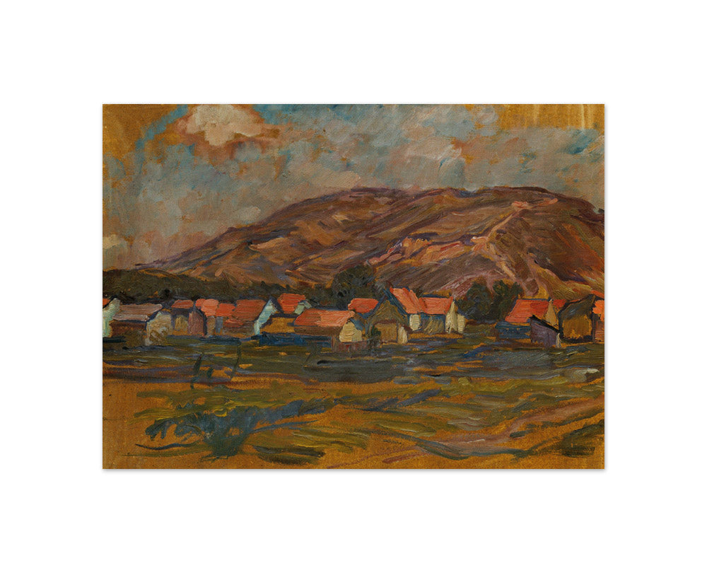 Landscape with Houses and Mountain by Johanna Kampmann-Freund - Compact / Full Bleed / No Frame