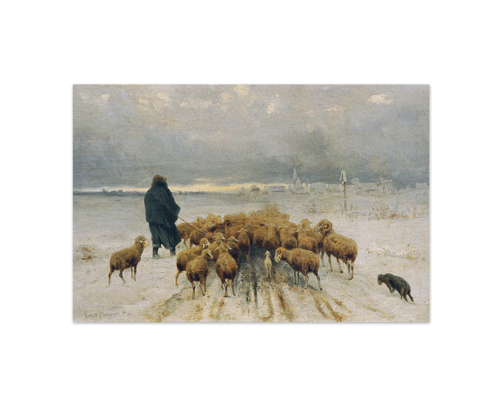 Returning flock of sheep by Ernst Adolph Meissner - Compact / Full Bleed / No Frame