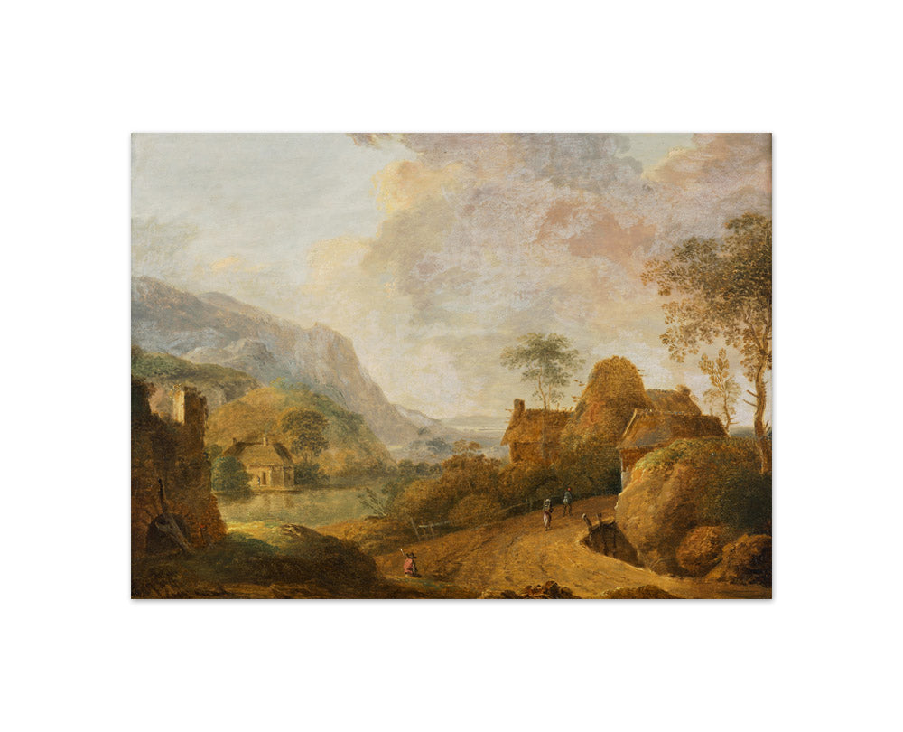 Mountain landscape with river and farm by Christian Hilfgott Brand - Compact / Full Bleed / No Frame