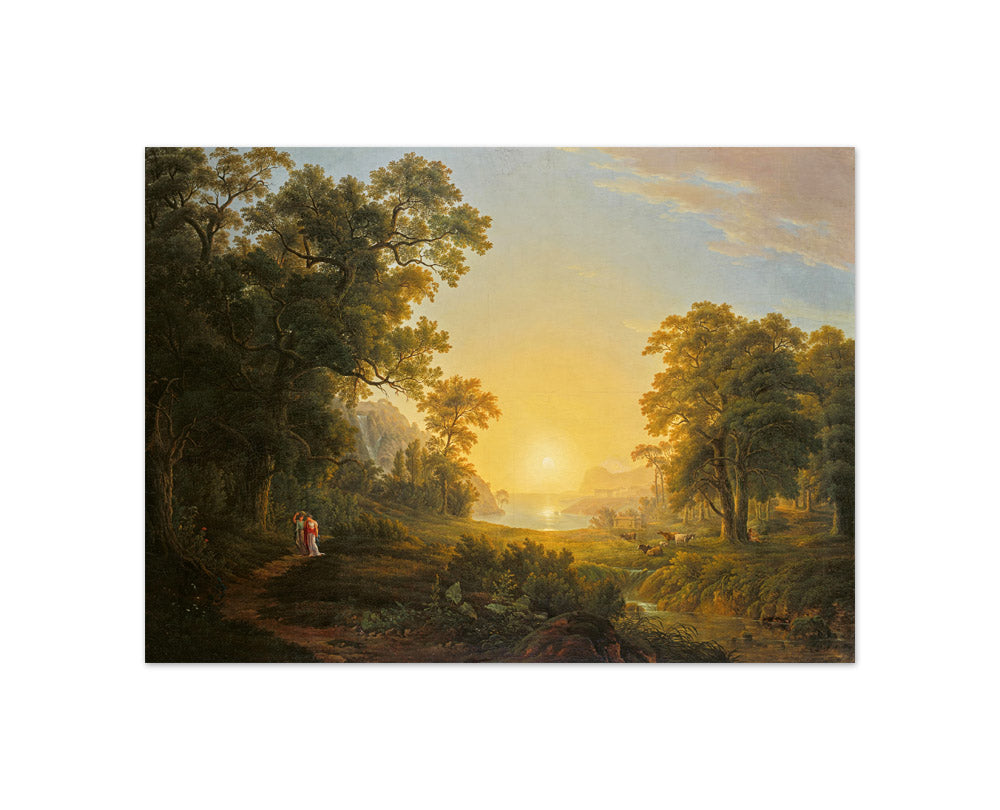 Forest landscape with sunrise by Joseph Rebell - Compact / Full Bleed / No Frame