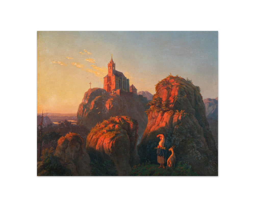 Landscape with Church in the Evening by Emil Ludwig Löhr - Compact / Full Bleed / No Frame