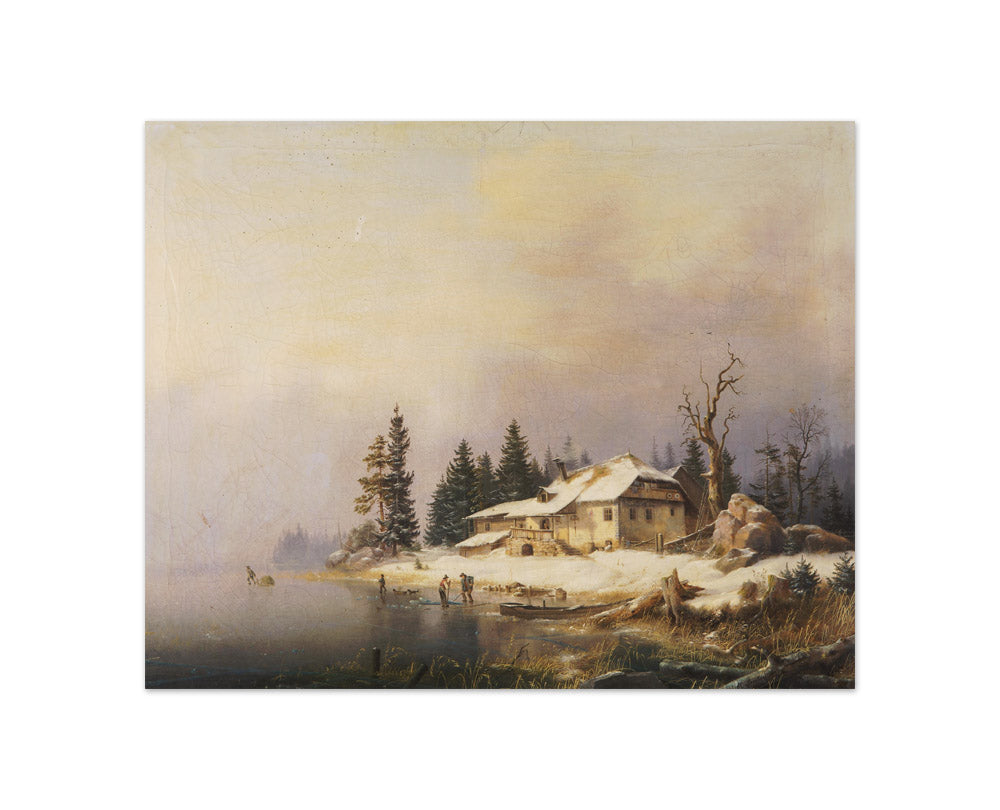 Farmhouse by the wintry lake by Marcus Pernhardt - Compact / Full Bleed / No Frame