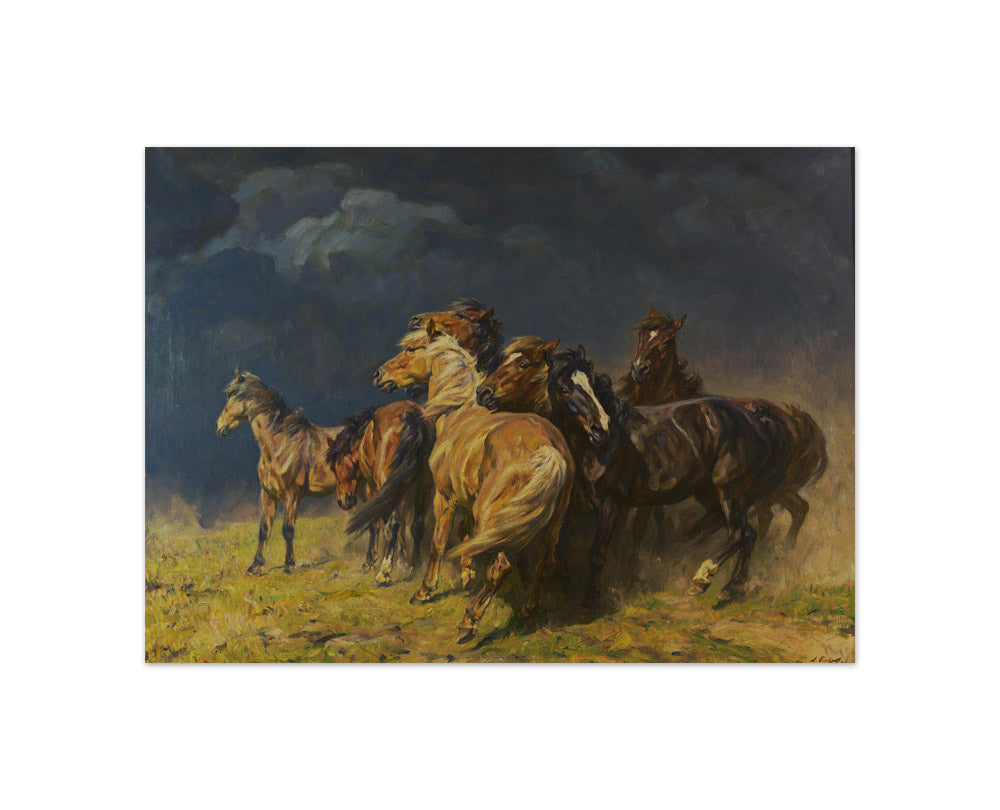 Horses in the Storm Wind by Alfred Roloff - Compact / Full Bleed / No Frame