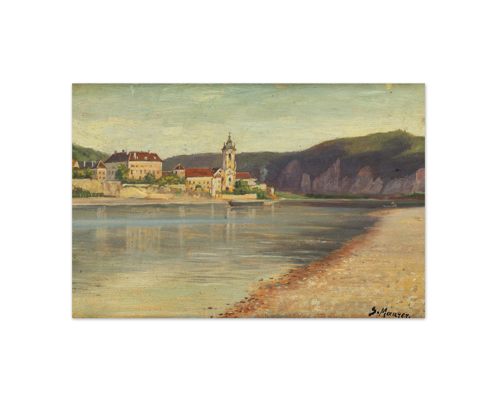 View of Dürnstein from the opposite bank of the Danube by Serafin Maurer - Compact / Full Bleed / No Frame