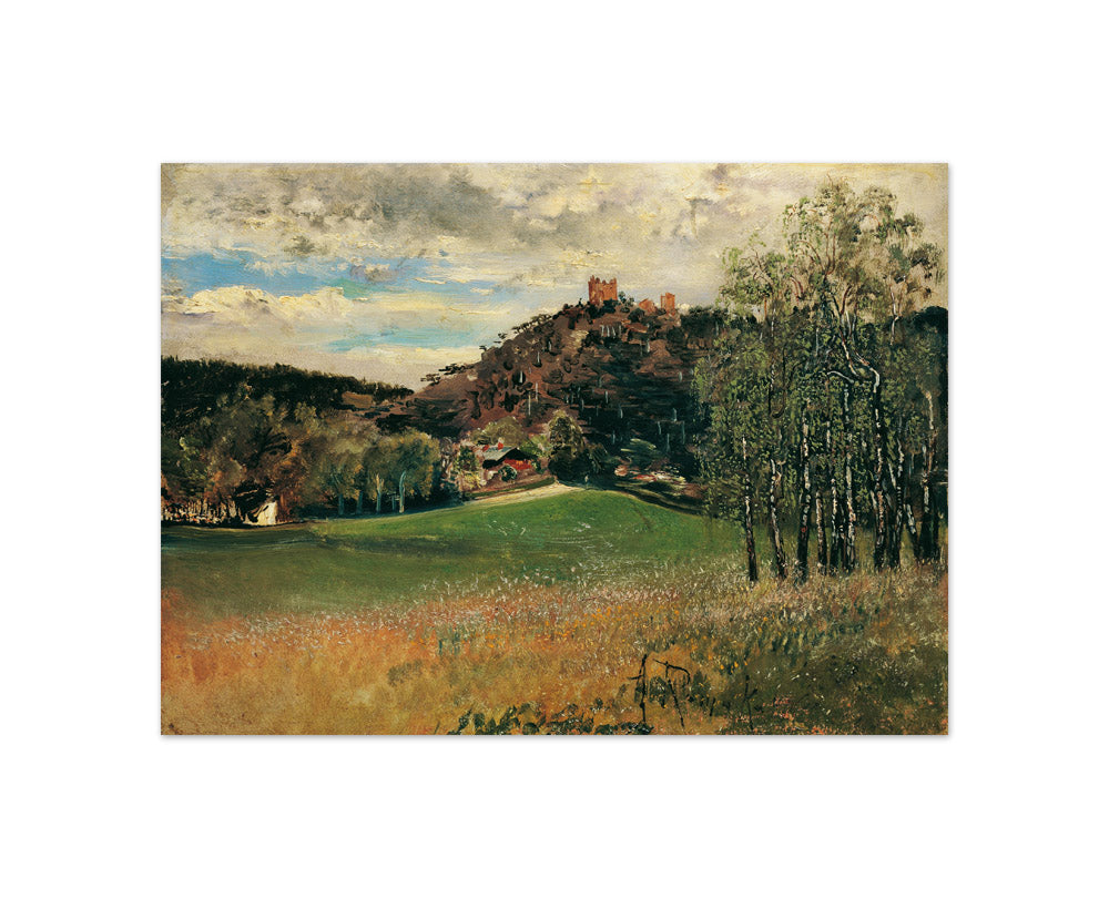 The dairy meadow in Vorderbrühl with the ruin Mödling by Anton Romako - Compact / Full Bleed / No Frame