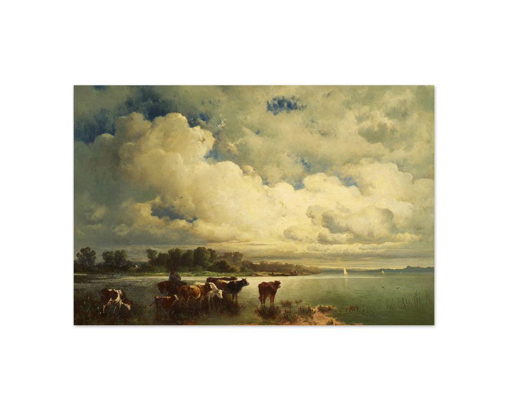 Water landscape with cows by Carl Schweninger the Elder - Compact / Full Bleed / No Frame