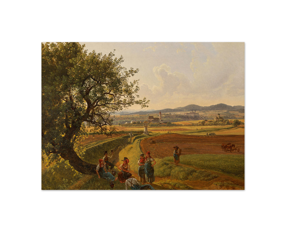 View of the Emmersdorf estate and Rothenhof Castle with Melk Abbey in the background by Joseph Rebell - Compact / Full Bleed / No Frame