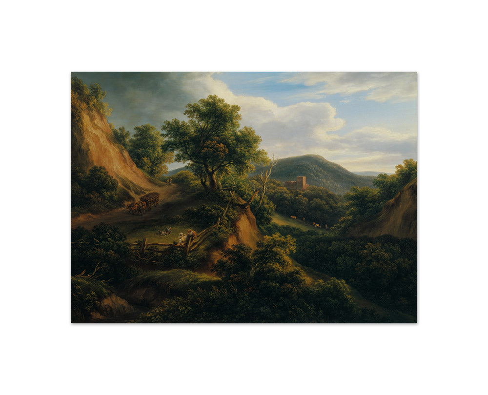 Wooded mountain landscape with ruin by Joseph Mössmer - Compact / Full Bleed / No Frame