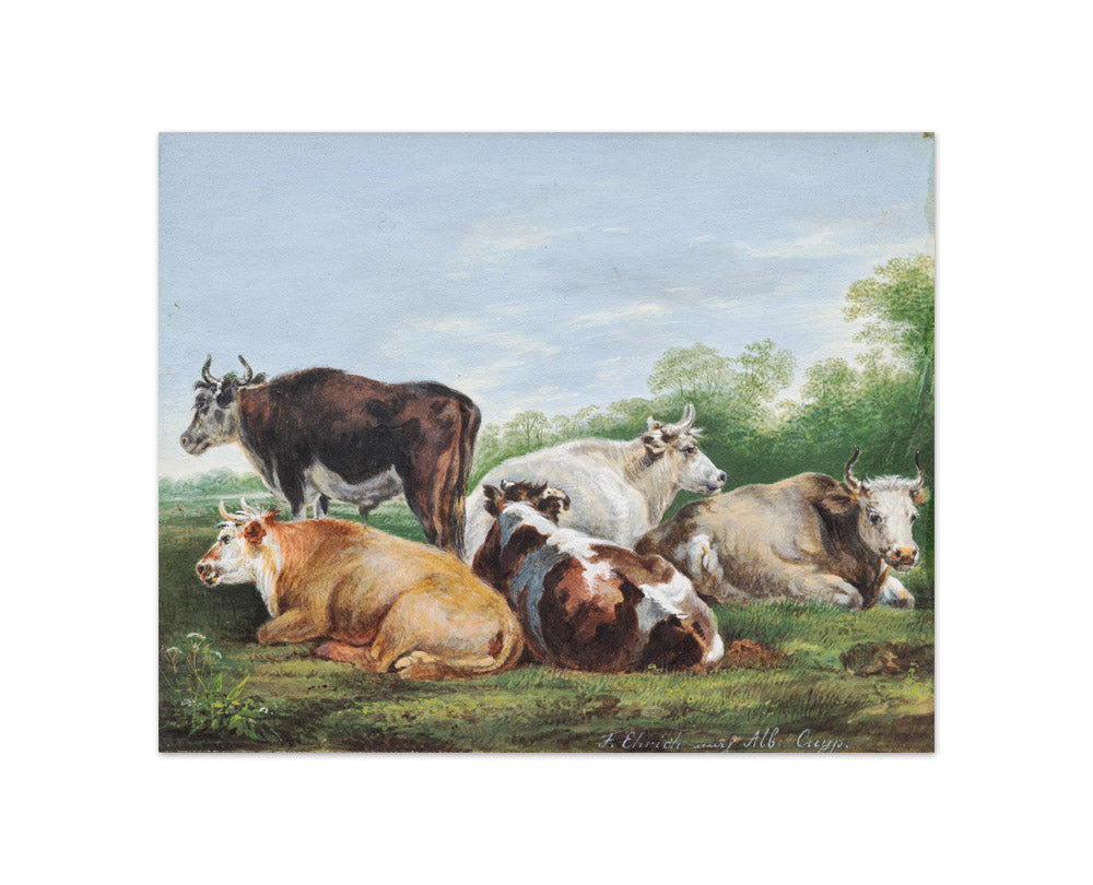 Cows in a pasture by Ferdinand Ehricht the Younger - Compact / Full Bleed / No Frame