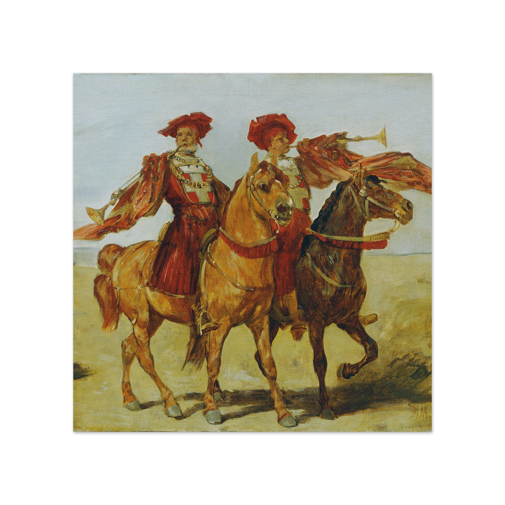 Two mounted trumpet players by Hans Makart - Compact / Full Bleed / No Frame