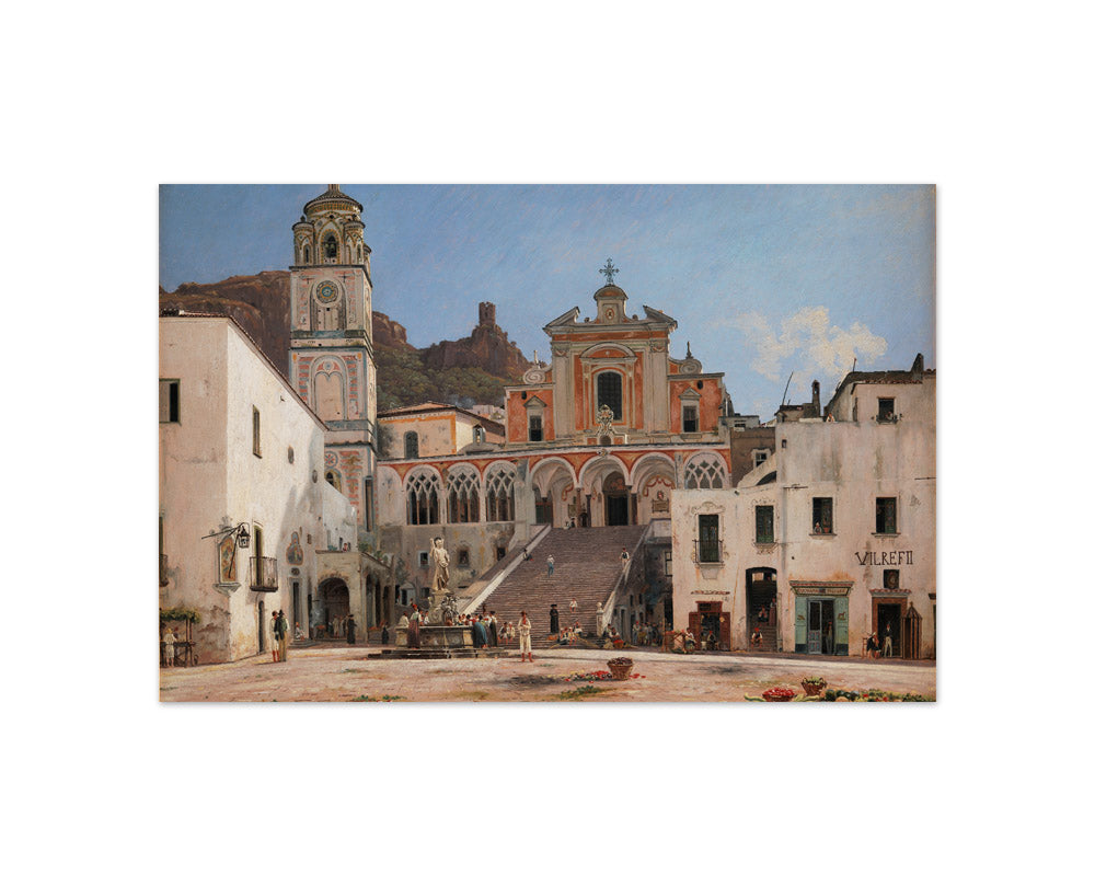 View of the Square in Amalfi by Martinus Rørbye - Compact / Full Bleed / No Frame