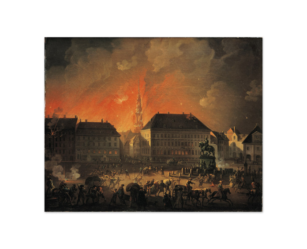 The Most Terrible Night. View of Kongens Nytorv in Copenhagen During the English Bombardement of Copenhagen at Night between 4 and 5 September 1807 by C.A. Lorentzen - Compact / Full Bleed / No Frame