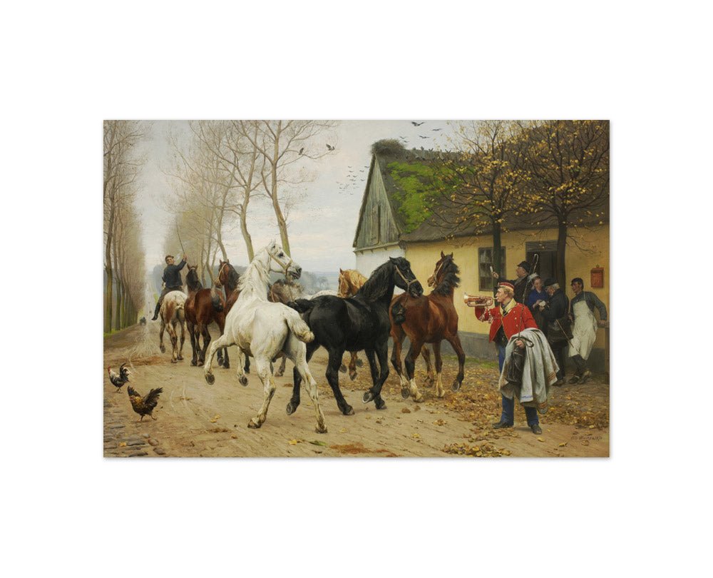 A String of Horses Outside an Inn by Otto Bache - Compact / Full Bleed / No Frame